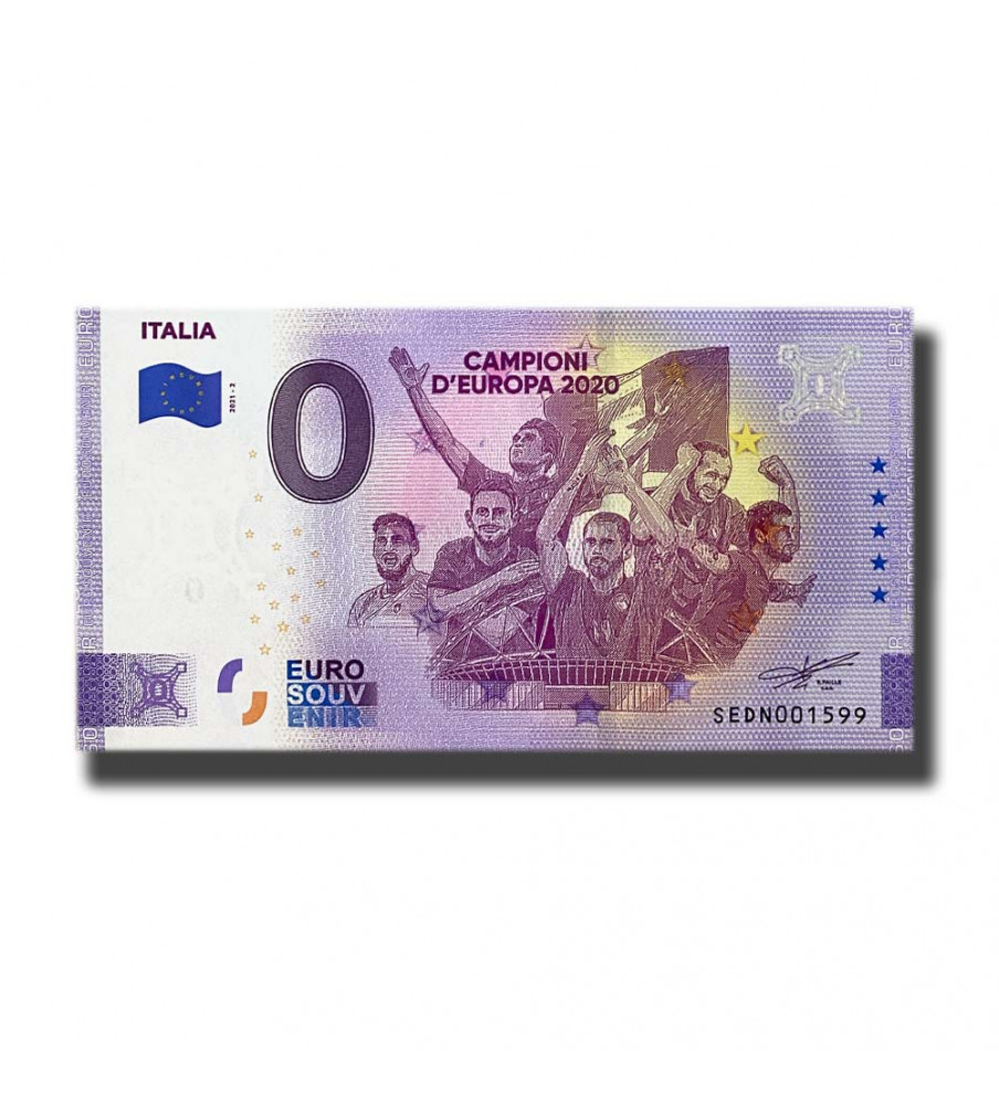 0 Euro Souvenir Banknote Italia Campioni D'Europa 2020 Italy SEDN 2021-2