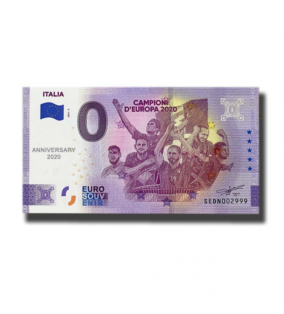 Anniversary 0 Euro Souvenir Banknote Italia Campioni D'Europa 2020 Italy SEDN 2021-2