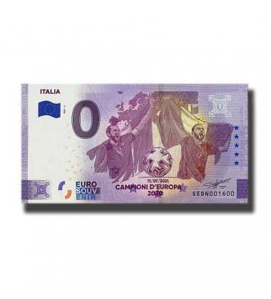 0 Euro Souvenir Banknote Italia Campioni D'Europa 2020 Italy SEDN 2021-3