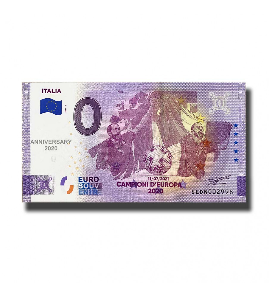 Anniversary 0 Euro Souvenir Banknote Italia Campioni D'Europa 2020 Italy SEDN 2021-3