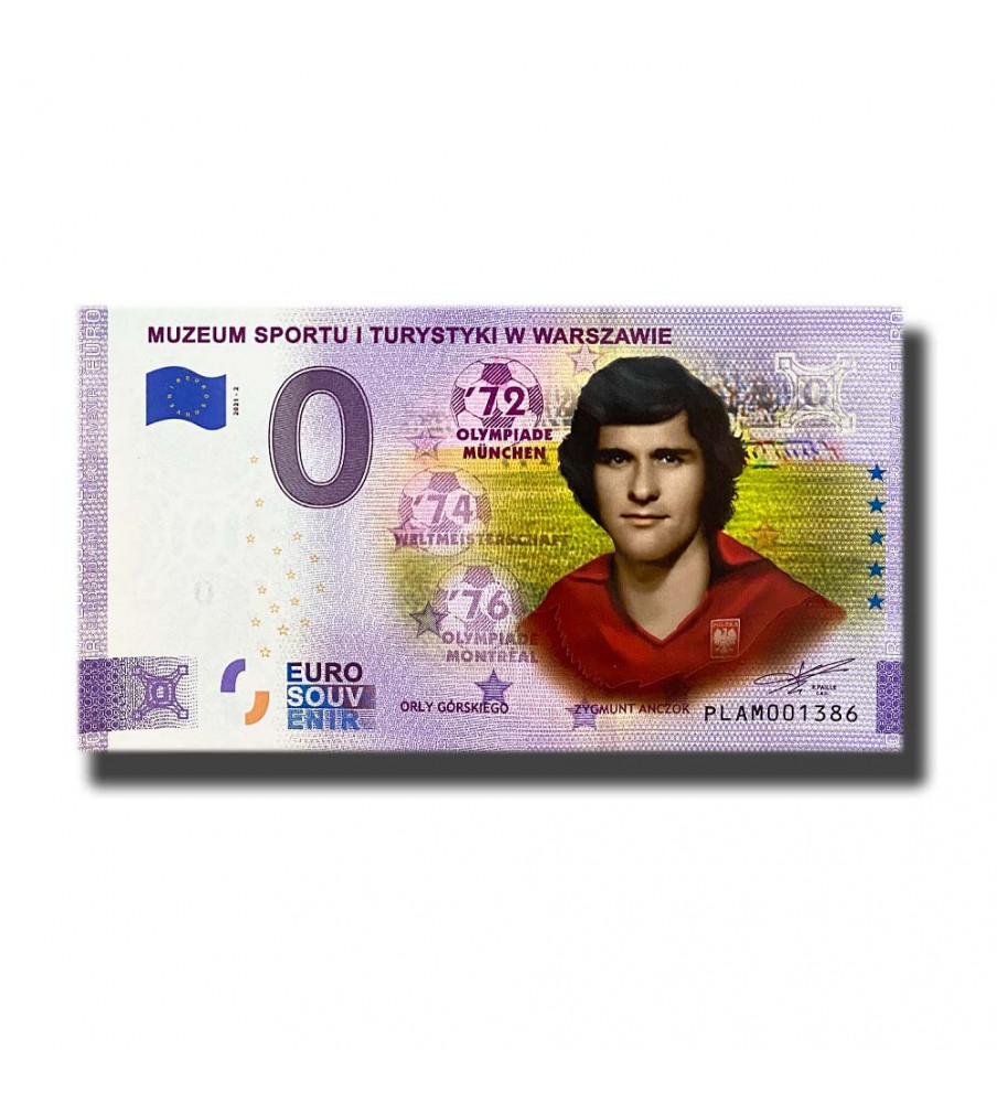 0 Euro Souvenir Banknote Muzeum Sportu I Turystyki W Warszawie Colour Poland PLAM 2021-2