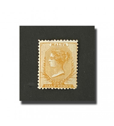 MALTA STAMPS HALF PENNY YELLOW-YELLOW ORANGE CLEAN CUT PERFORATED