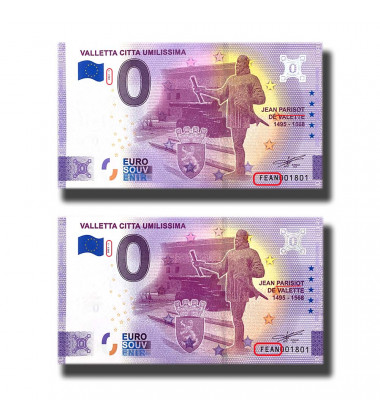 0 Euro Souvenir Banknote Valletta Citta Umilissima ERROR Malta FEAN 2021-1