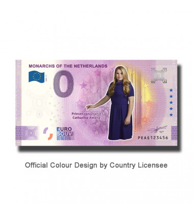 0 Euro Souvenir Banknote Monarchs of the Netherlands Catharina Amalia Colour Netherlands PEAS 2020-11
