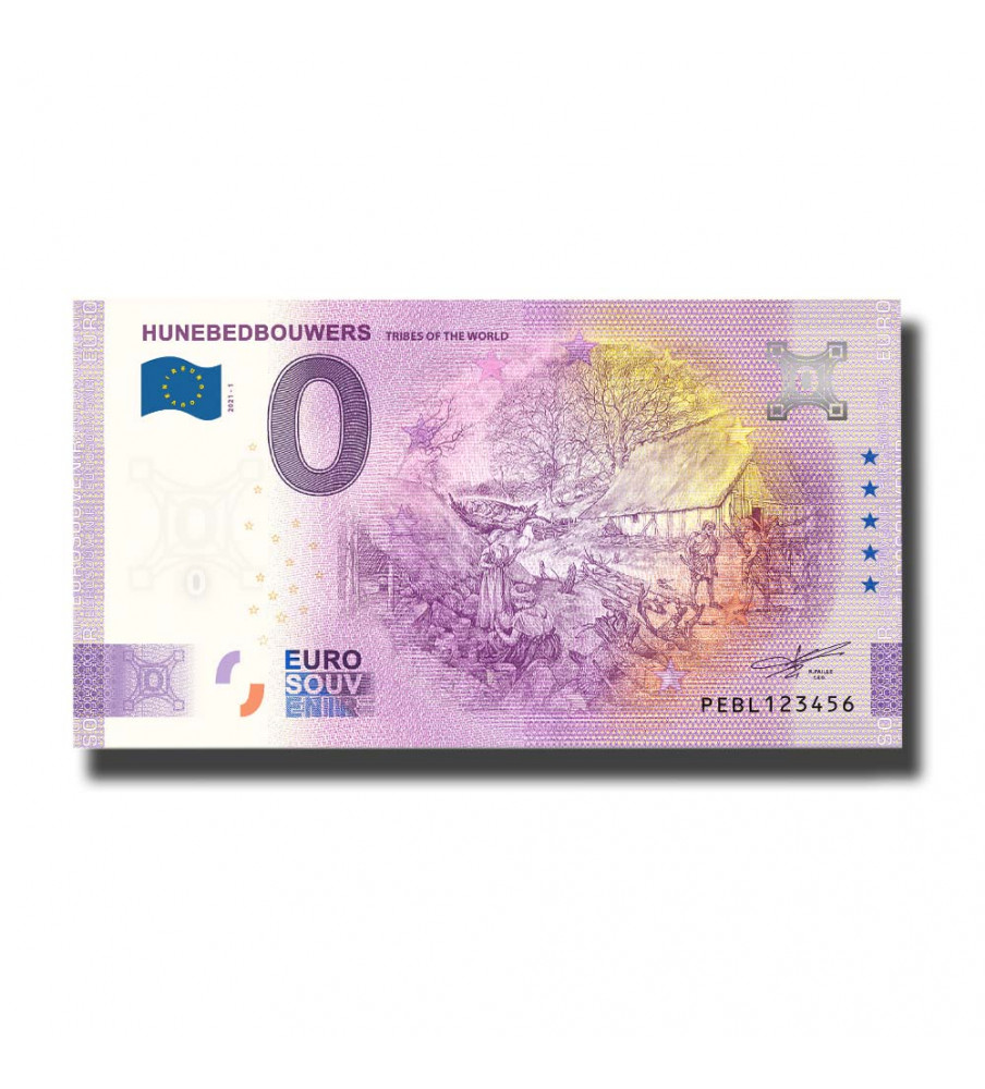 0 Euro Souvenir Banknote Hunebedbouwers Netherlands PEBL 2021-1