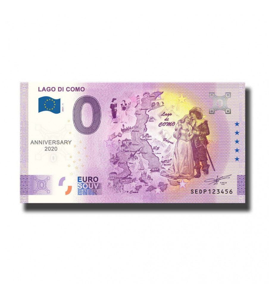 Anniversary 0 Euro Souvenir Banknote Lago Di Como Italy SEDP 2021-1