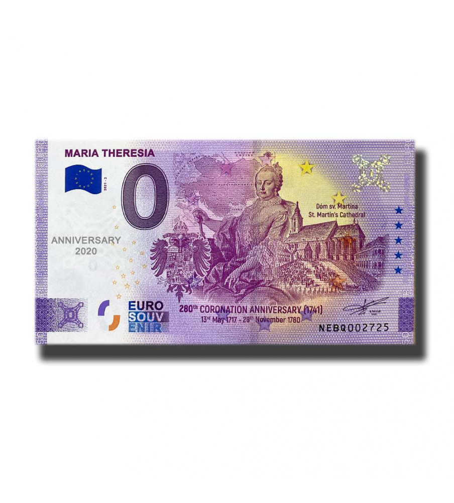 Anniversary 0 Euro Souvenir Banknote Maria Theresia Austria NEBQ 2021-2