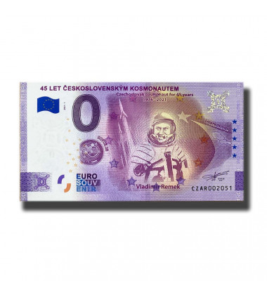 0 Euro Souvenir Banknote 45 Let Ceskoslovenskym Kosmonautem- Vladimir Remek Czech Republic CZAR 2021-1