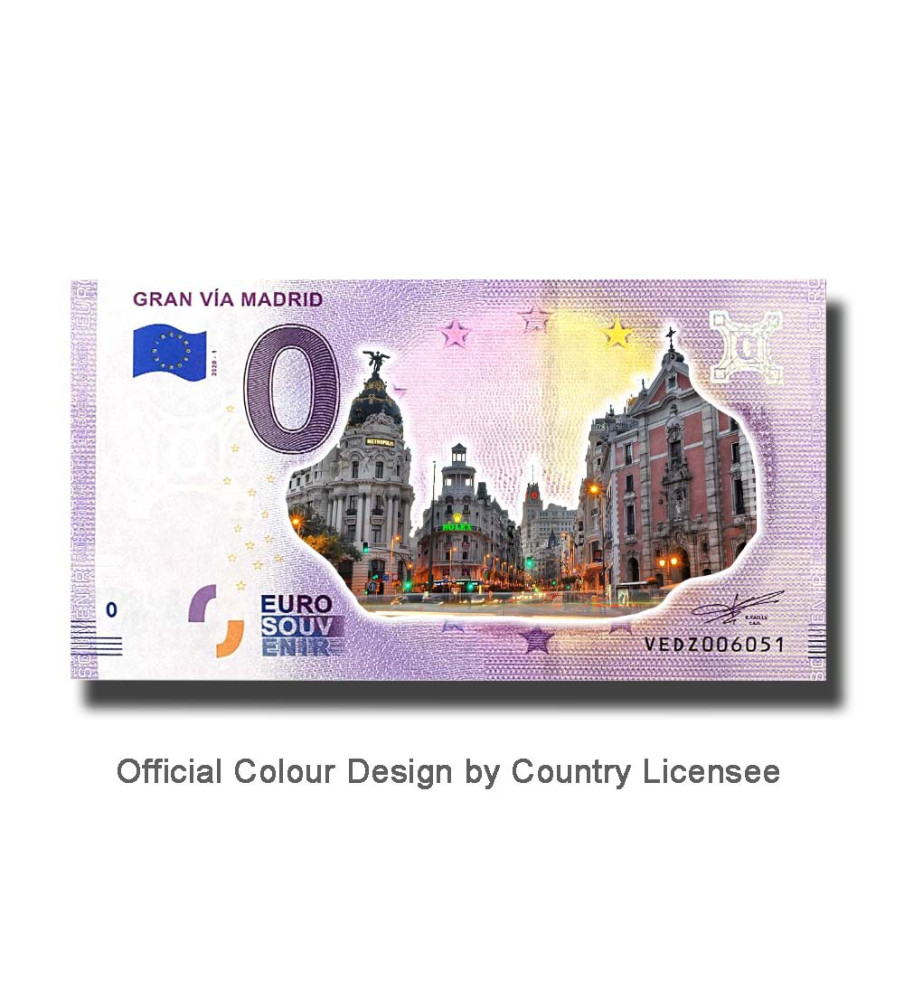 0 Euro Souvenir Banknote Gran Via Madrid Colour Spain VEDZ 2020-1