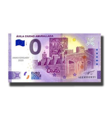 Anniversary 0 Euro Souvenir Banknote Avila Ciudad Amurallada Spain VEEX 2021-1