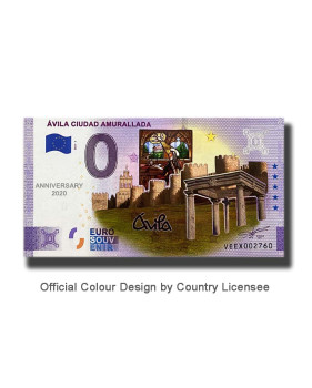 Anniversary 0 Euro Souvenir Banknote Avila Ciudad Amurallada Colour Spain VEEX 2021-1