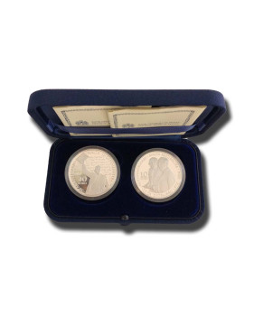 2014 Malta Silver Coin Set Of 2 Independence And Republic With Box Certificate