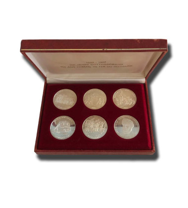 1882-1982 100 Jahre Gotthardbahn Silver Medal Set of 6 in Original Box