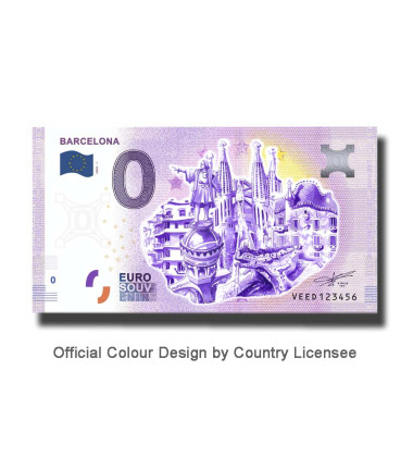 0 Euro Souvenir Banknote Barcelona Colour Spain VEED 2020-1