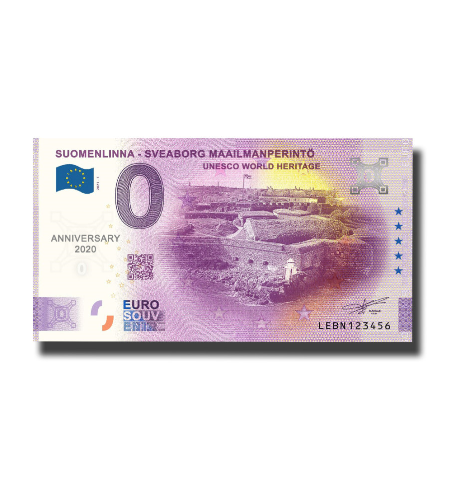 Anniversary 0 Euro Souvenir Banknote Suomen Linna Sveaborg Unesco World Heritage Finland LEBN 2021-1