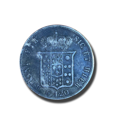 1848 Naples Ferdinandus II 120 Grani Silver Coin Two Sicilies
