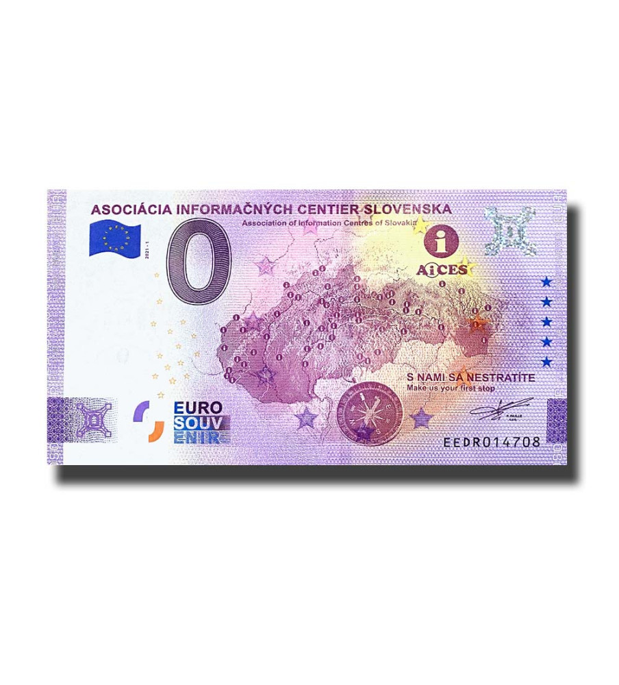 0 Euro Souvenir Banknote Asociacia Informacnych Centier Slovakia EEDR 2021-1