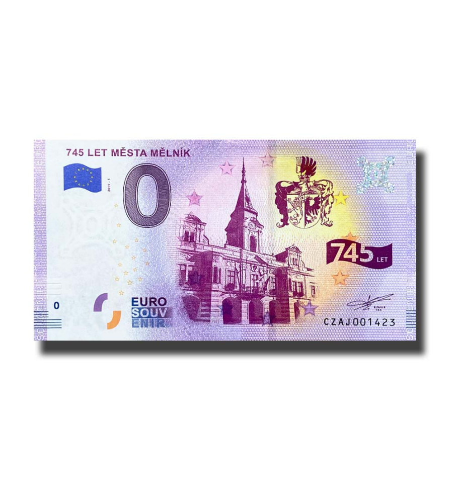0 Euro Souvenir Banknote 745 Let Mesta Melnik Czech Republic CZAJ 2019-1