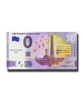 Anniversary 0 Euro Souvenir Banknote Les Phares De Bretagne Gold Edition France UEMW 2021-10