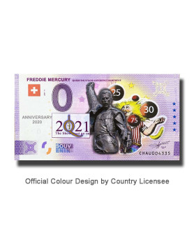 Anniversary 0 Euro Souvenir Banknote Freddie Mercury Colour Switzerland CHAU 2021-4