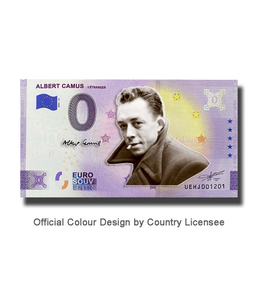 0 Euro Souvenir Banknote Albert Camus Colour France UEHJ 2021-12