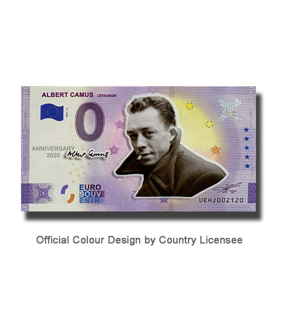 Anniversary 0 Euro Souvenir Banknote Albert Camus Colour France UEHJ 2021-12