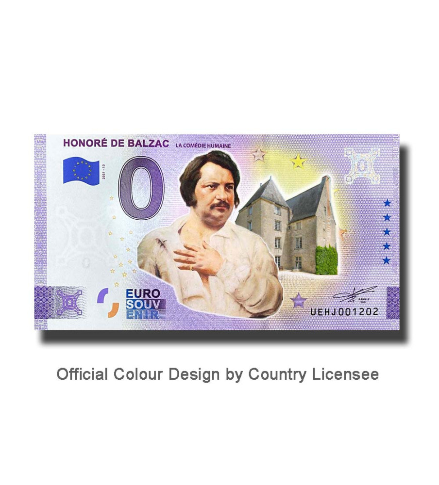0 Euro Souvenir Banknote Honore De Balzac Colour France UEHJ 2021-13
