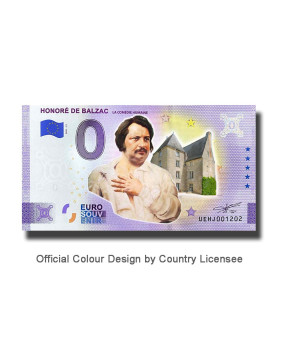 0 Euro Souvenir Banknote Honore De Balzac Colour France UEHJ 2021-13