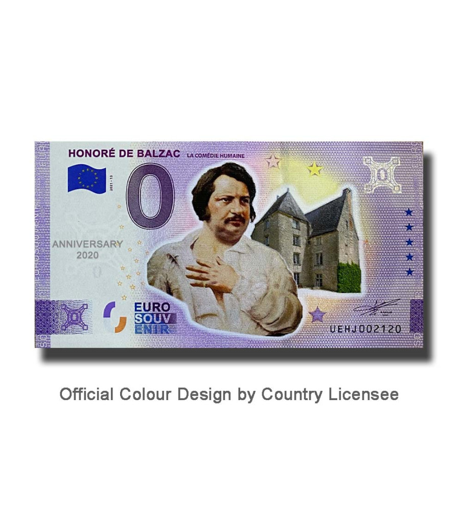 Anniversary 0 Euro Souvenir Banknote Honore De Balzac Colour France UEHJ 2021-13