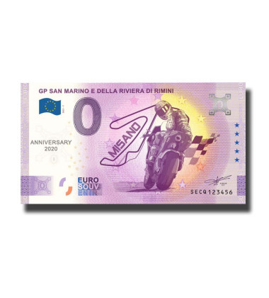 Anniversary 0 Euro Souvenir Banknote GP San Marino E Della Riviera Di Rimini Italy SECQ 2021-7