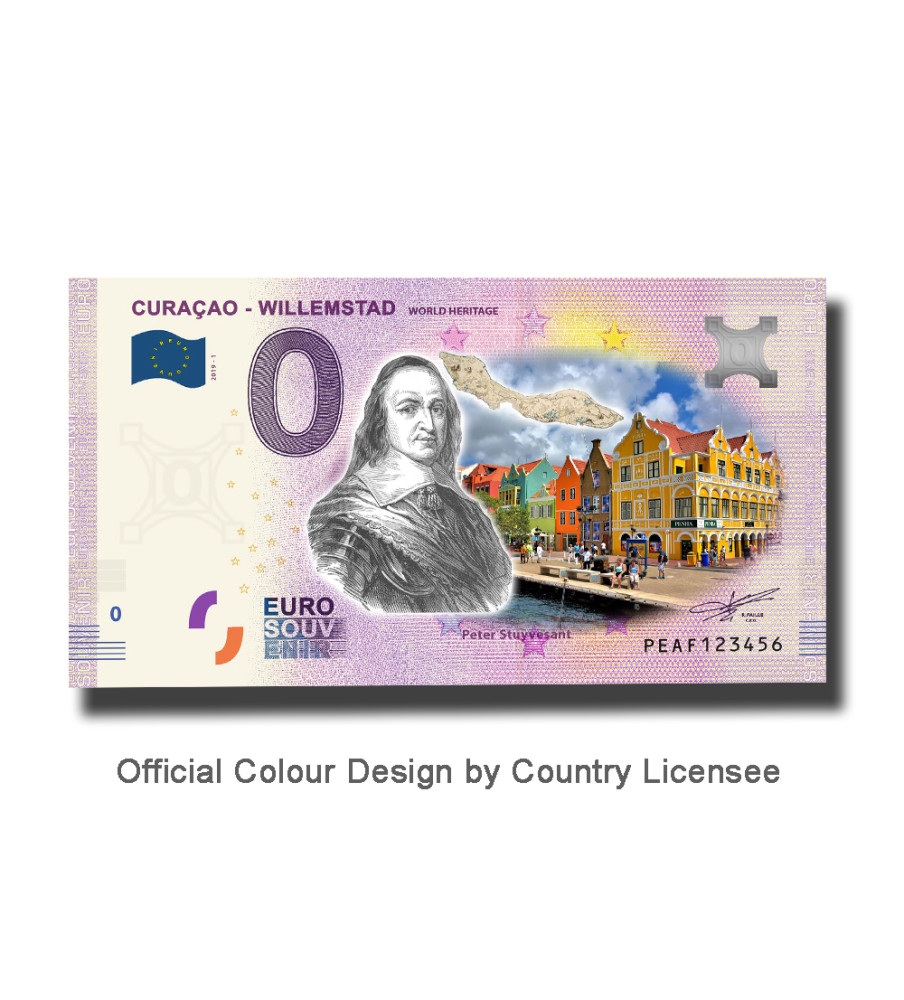 0 Euro Souvenir Banknote Curacao - Willemstad Colour Netherlands PEAF 2019-1
