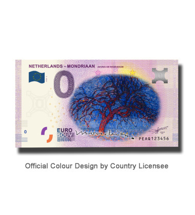 0 Euro Souvenir Banknote Mondriaan Colour Netherlands PEAQ 2020-2