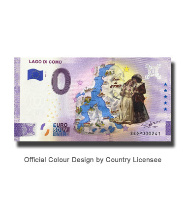 0 Euro Souvenir Banknote Lago Di Como Colour Italy SEDP 2021-1