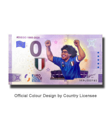 0 Euro Souvenir Banknote Diego 1960-2020 Colour Italy SEDL 2021-1