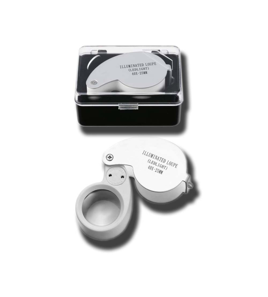 Magnifying Glass Loupe Illuminated x40 Battery Included White Colour