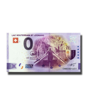 0 Euro Souvenir Banknote Lac Souterrain St Leonard Switzerland CHBZ 2021-1