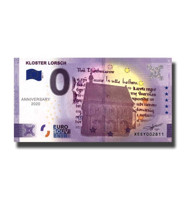 Anniversary 0 Euro Souvenir Banknote Kloster Lorsch Germany XESY 2021-1
