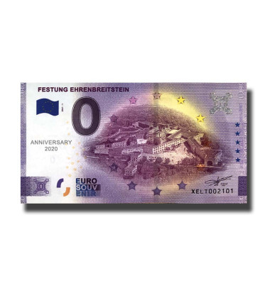 Anniversary 0 Euro Souvenir Banknote Festung Ehrenbreitstein Germany XELT 2021-1