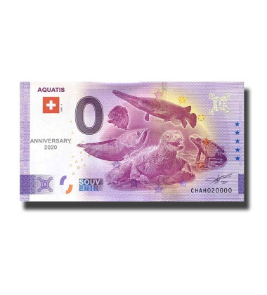 Anniversary 0 Euro Souvenir Banknote Aquatis Switzerland CHAH 2021-1