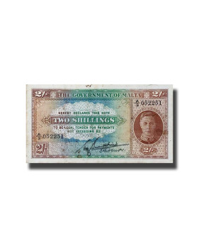 Malta Banknote 2 Shillings A/3 No Malaya Watermark - ERROR