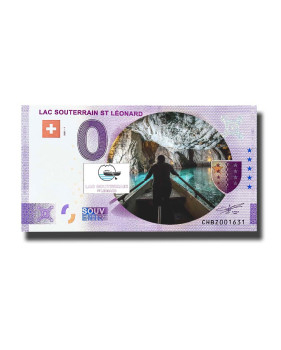 0 Euro Souvenir Banknote Lac Souterrain St Leonard Colour Switzerland CHBZ 2021-1