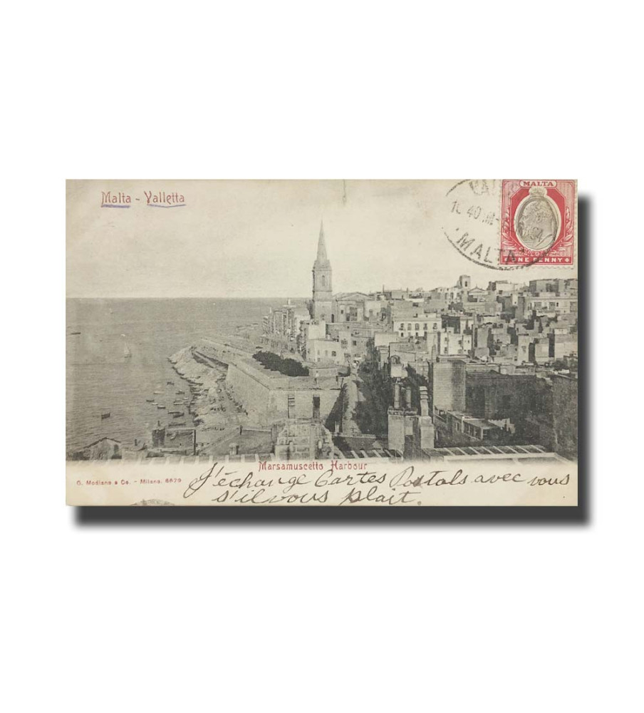 Malta Postcard G.Modiano Marsamuscetto Harbour 6679 UPU Used Undivided Back