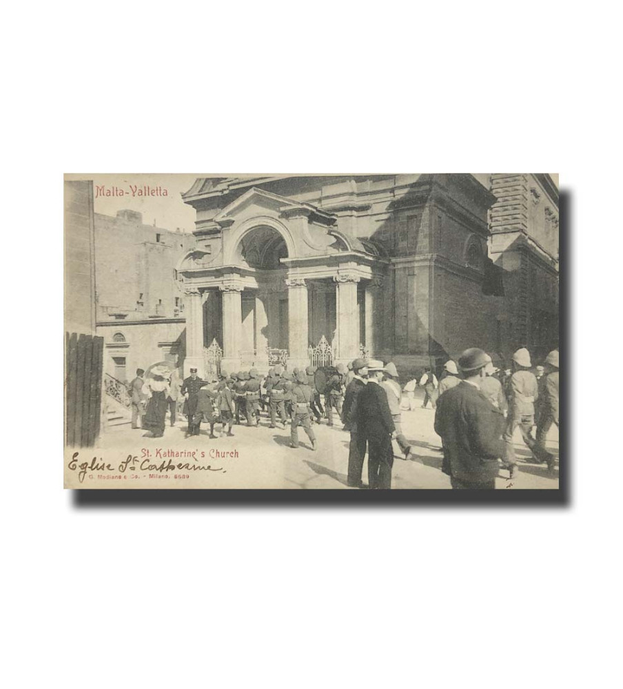 Malta Postcard G. Modiano St. Katharine's Church 6689 UPU Used Undivided Back