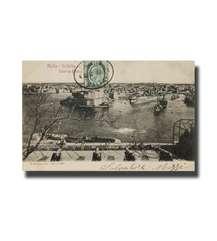 Malta Postcard G. Modiano Valletta Saluting Battery 6691 UPU Used Undivided Back