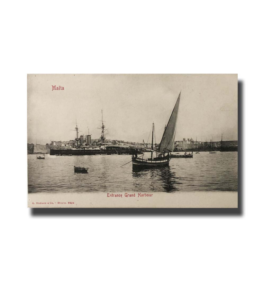 Malta Postcard G. Modiano Entrance Grand Harbour 7324 UPU Unused Undivided Back