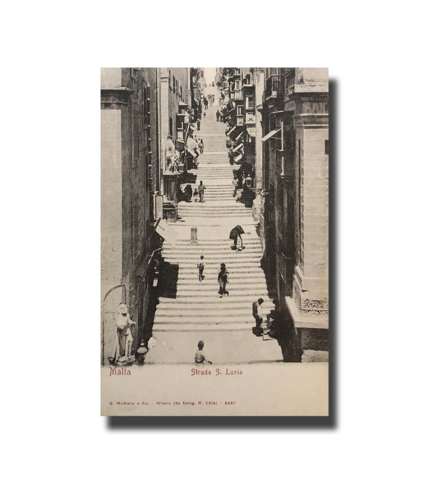 Malta Postcard G. Modiano Strada St. Lucia Ellis 3437 UPU Unused Undivided Back