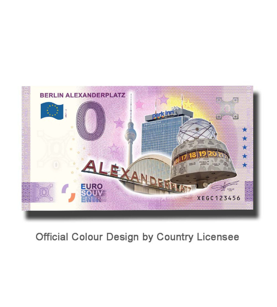 0 Euro Souvenir Banknote Berlin Alexanderplatz Colour Germany XEGC 2021-2