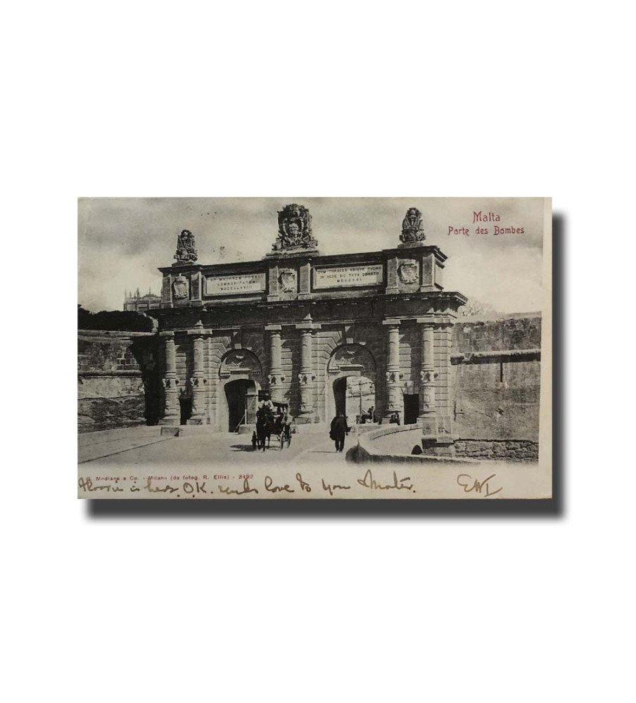 Malta Postcard G. Modiano Porte Des Bombes 3492 UPU Used Undivided Back