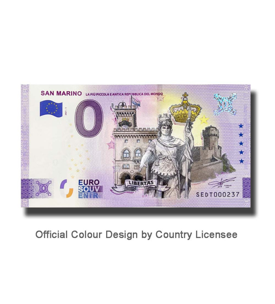 0 Euro Souvenir Banknote San Marino Colour Italy SEDT 2021-1