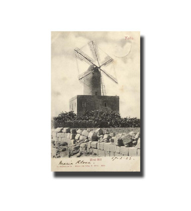 Malta Postcard G. Modiano Wind Mill 3551 UPU Used Undivided Back